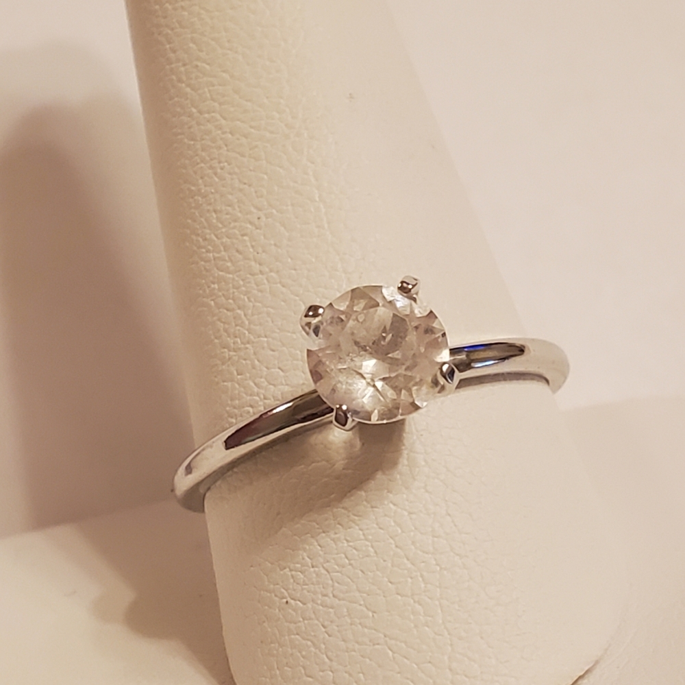Vintage Uncas Silver Solitaire Crystal Ring - Picture 8 of 13